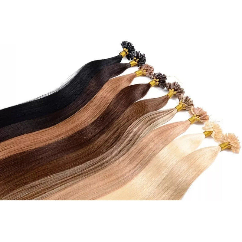Fusión Cabello Natural 100% Humano, 25 Mechas Con Queratina