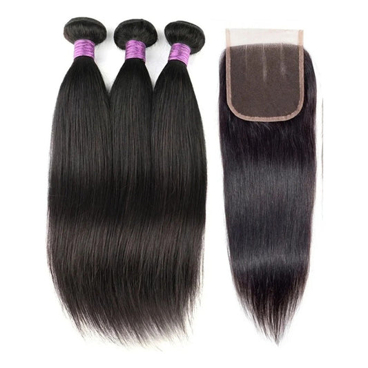 3 Moño Más Lace 4x4 Cabello Natural 100% Humano 20 Pulgadas