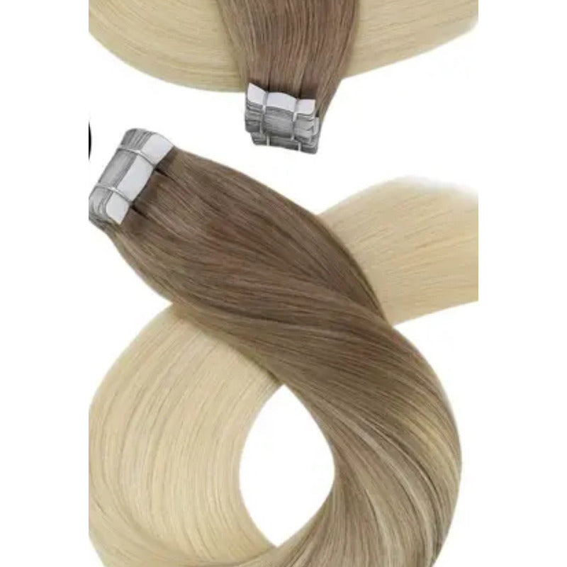 Cabello Natural 100% Humano 50cm Cintas Adhesivas, 10uds.