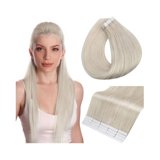 Cabello Natural 100% Humano 60cm Cintas Adhesivas, 10uds.