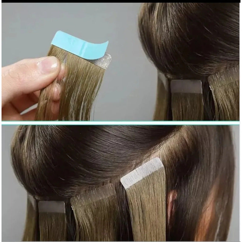 Cabello Natural 100% Humano 60cm Cintas Adhesivas, 20uds.
