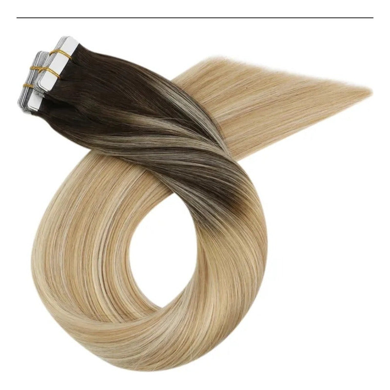 Cabello Natural 100% Humano 50cm Cintas Adhesivas, 10uds.
