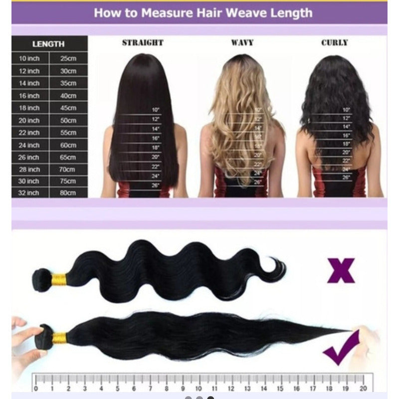 Extensión De Cabello Natural 100% Humano 24 Pulgadas 60cm
