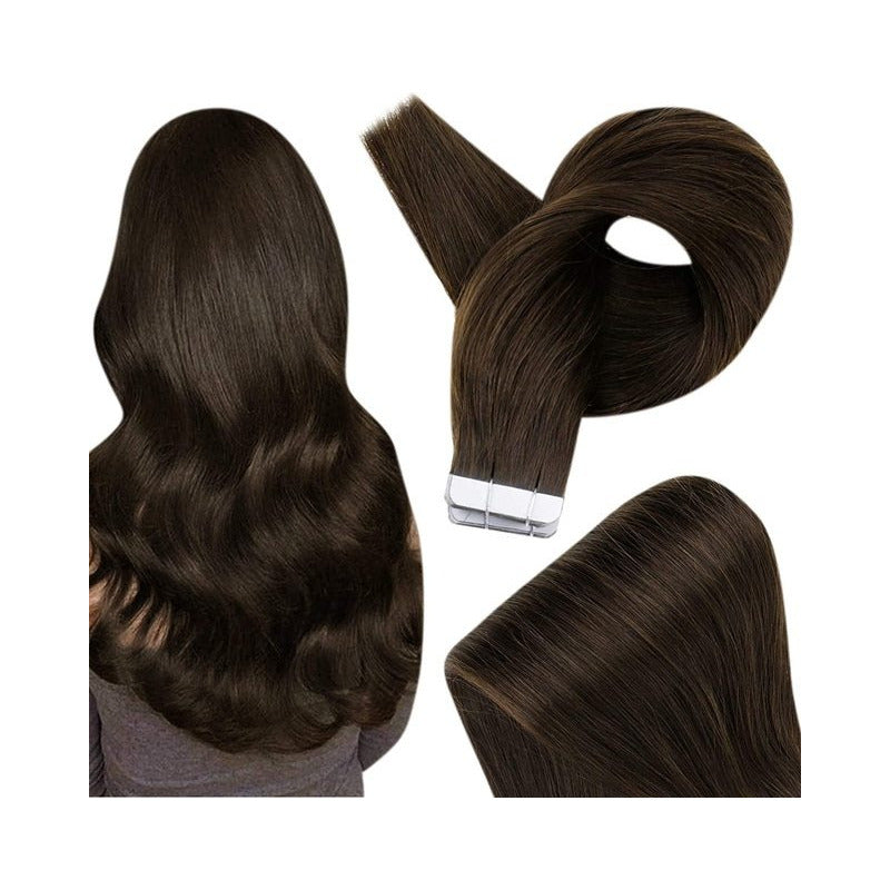 Cabello Natural 100% Humano 60cm Cintas Adhesivas, 10uds.