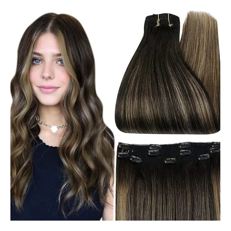 Lace Clip, Cortinas De 51cm, Cabello Natural 100% Humano