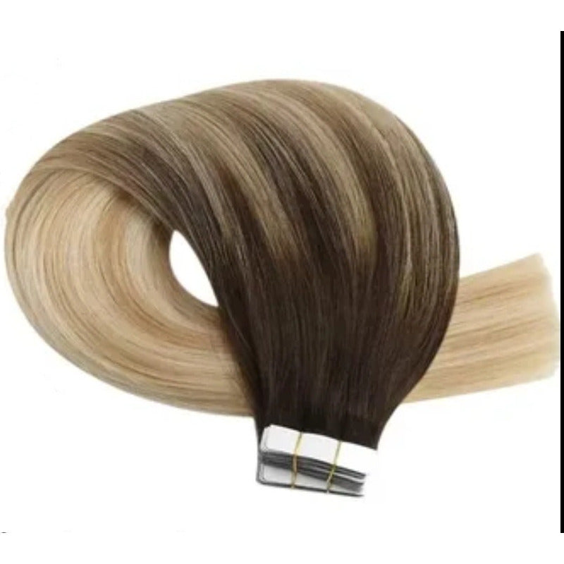 Cabello Natural 100% Humano 60cm Cintas Adhesivas, 10uds.