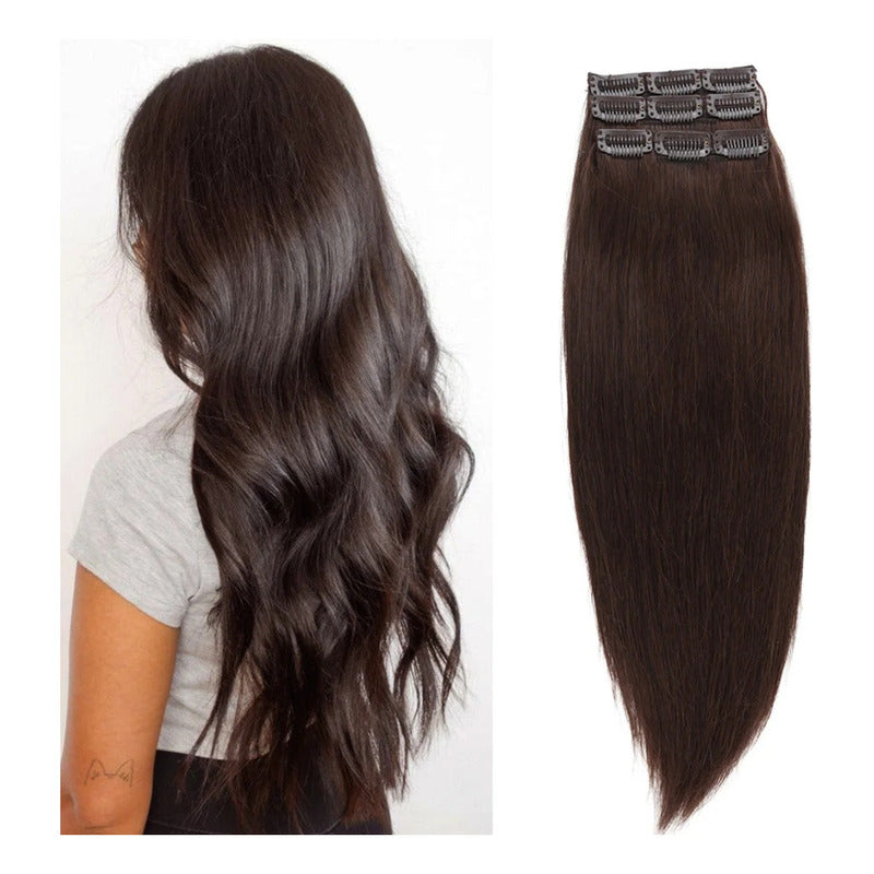 Lace Clip, Cortinas De 51cm, Cabello Natural 100% Humano