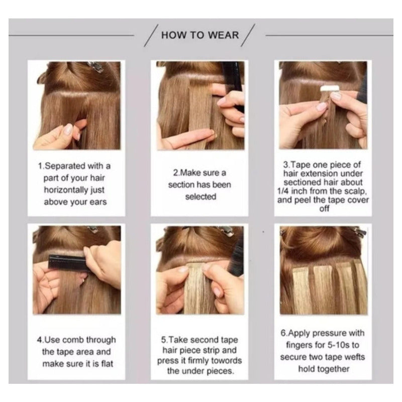 Cintas Adhesivas, Cabello 100% Humano Tape Hair 10uds. 40cm