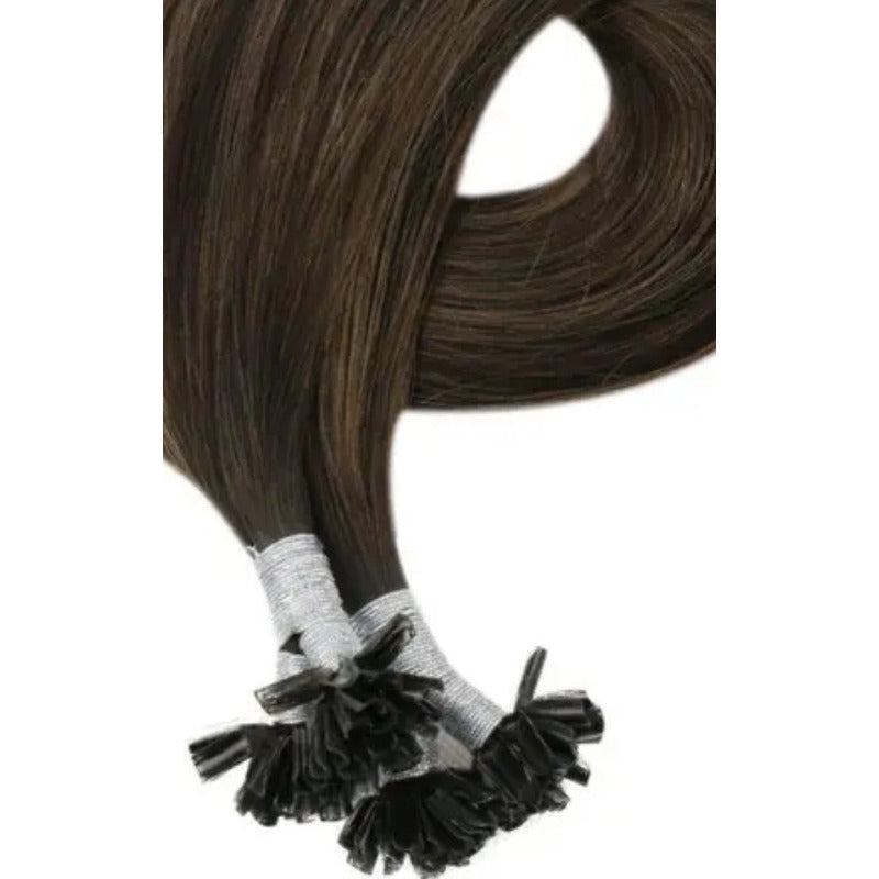 Fusión Cabello Natural 100% Humano, 25 Mechas Con Queratina