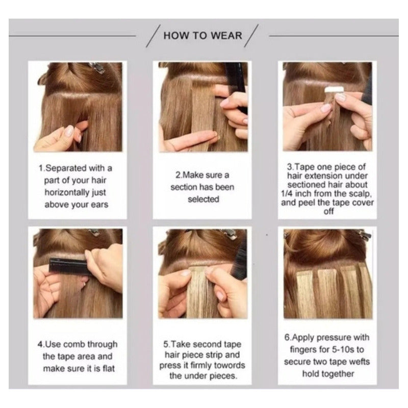 Cintas Adhesivas, Cabello 100% Humano Tape Hair 10uds. 40cm