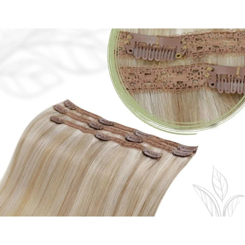 Lace Clip, Cortinas De 51cm, Cabello Natural 100% Humano