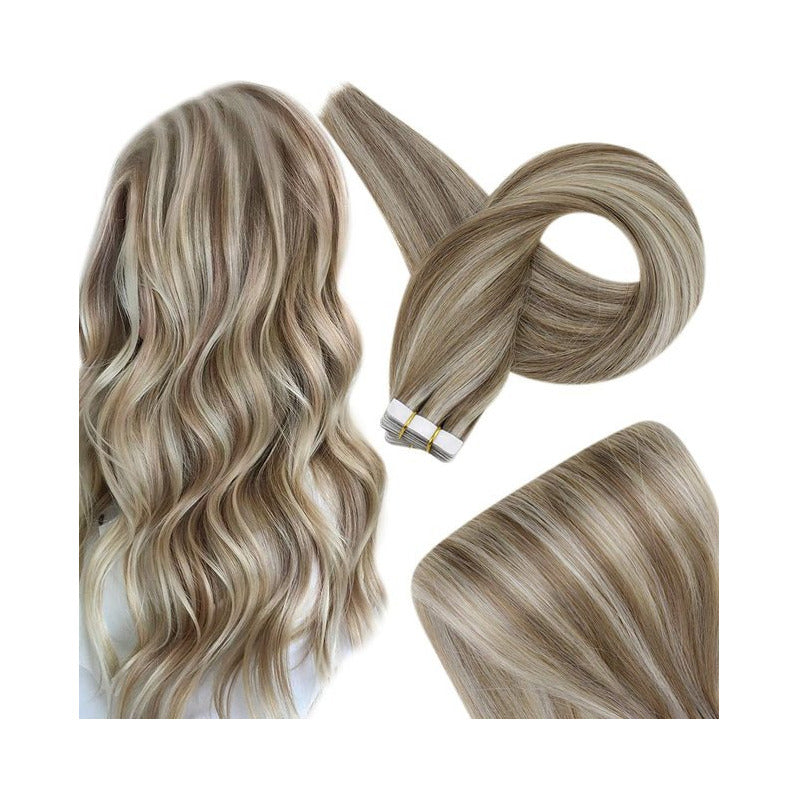 Cabello Natural 100% Humano 50cm Cintas Adhesivas, 10uds.